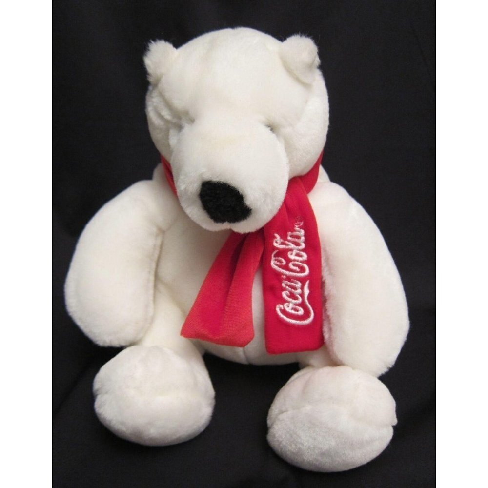 Boyds Coca-Cola Polar Bear Plush Stuffed Animal 7 Inches‎ Winter Scarf Coke